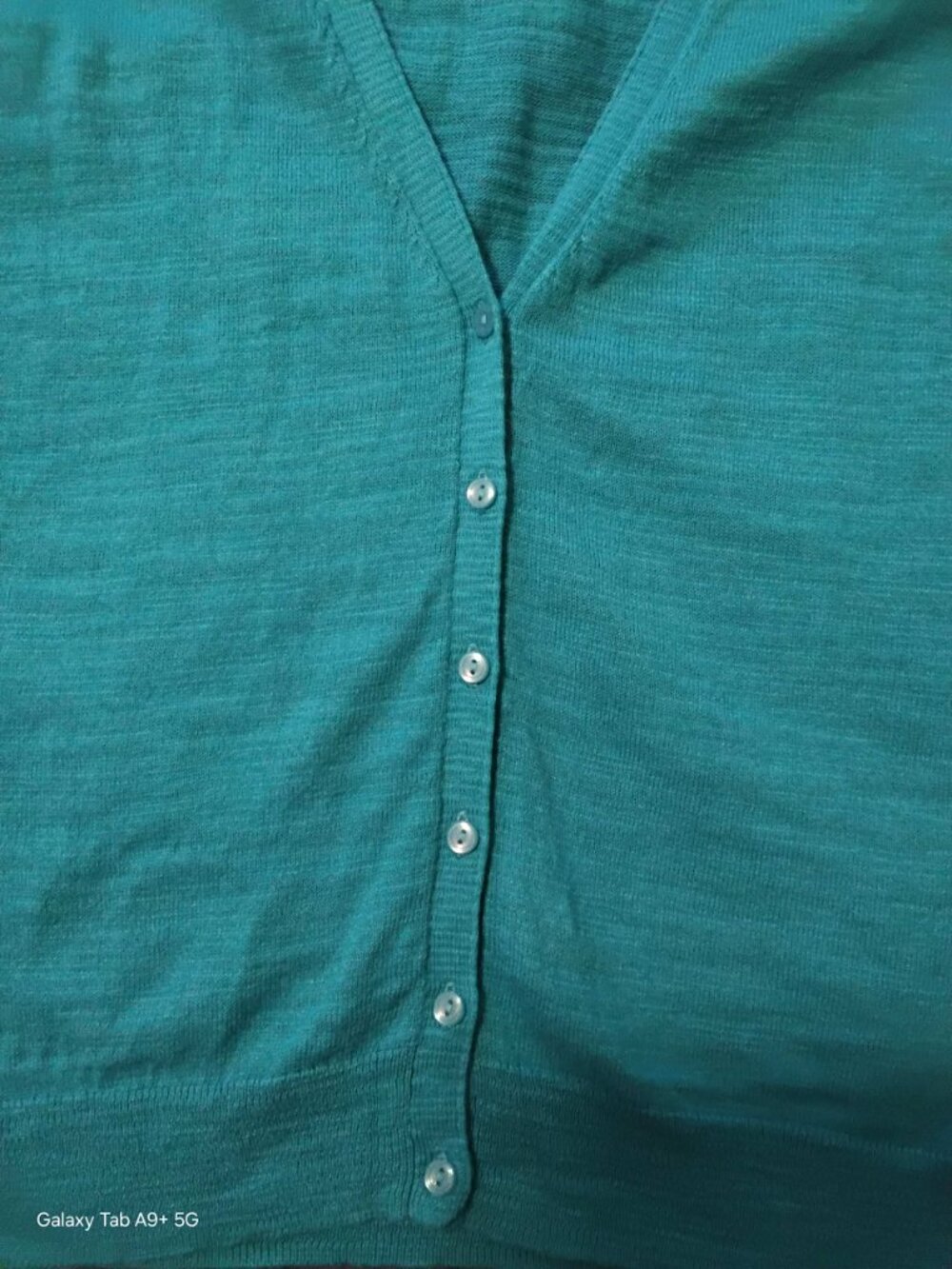Calson Women's Teal Open Front Cardigan Sweater - Picture 4 of 5